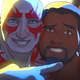 The CG versions of Drax the Destroyer and T'Challa the Star-Lord pose awkwardly for a photo.